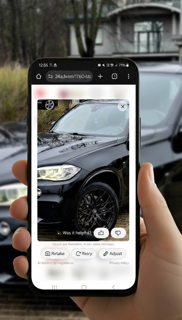 Wheel try-on preview on a vehicle