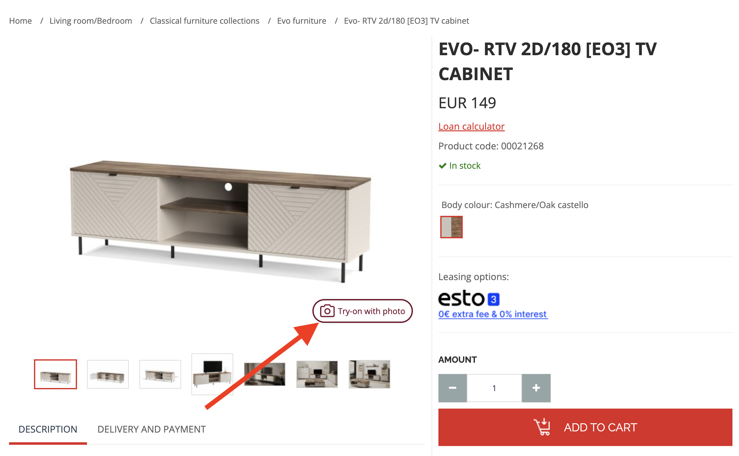 Furniture visualized in a living room